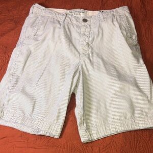 Abercrombie & Fitch Striped Shorts - White and Blue